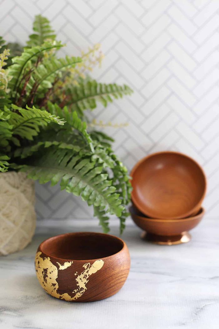 wood bowl makeover with gold leaf from house of hawthornes on the happy list