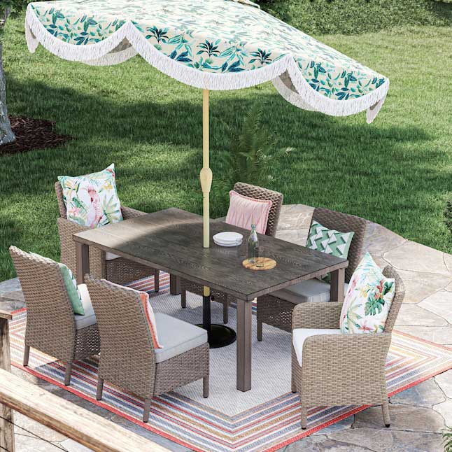 allen and roth fringed tropical outdoor umbrella in praise of colorful patio umbrellas