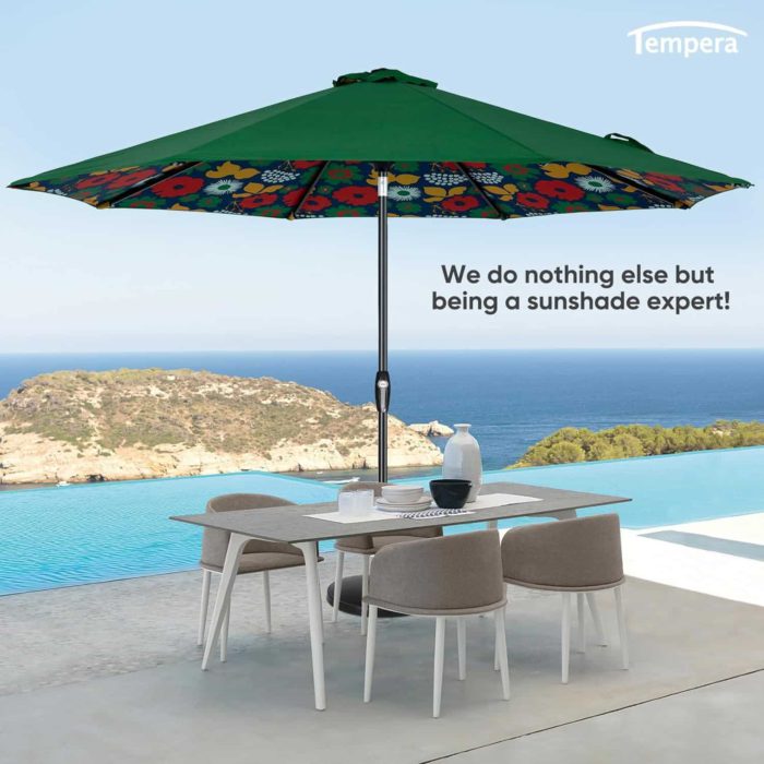 tempera patio umbrella with two toned fabric solid on top colorful fabric underneath from amazon in praise of colorful patio umbrellas