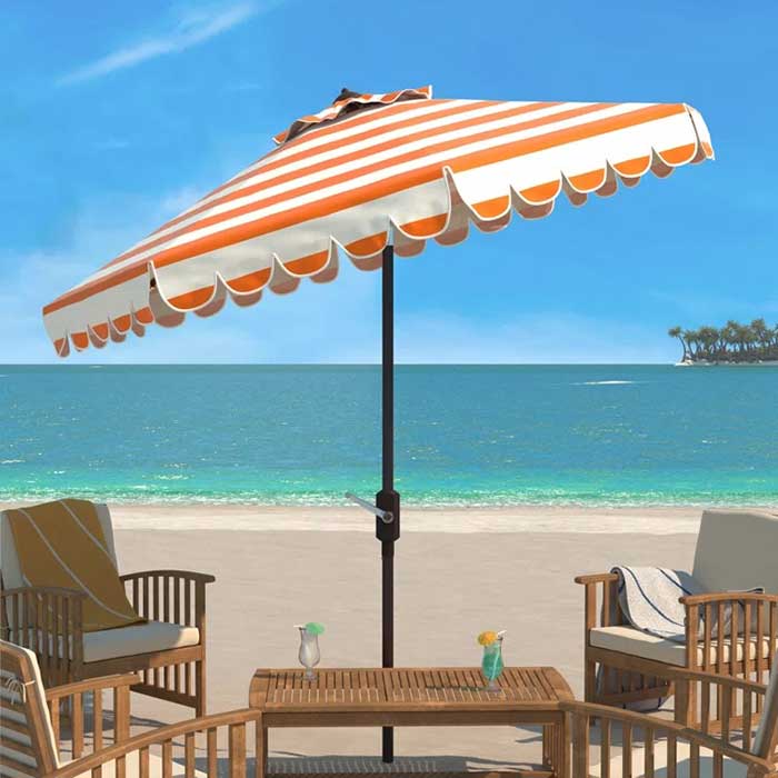 natalee outdoor umbrella orange and white striped patio umbrella with scallops by birch lane in praise of colorful patio umbrellas