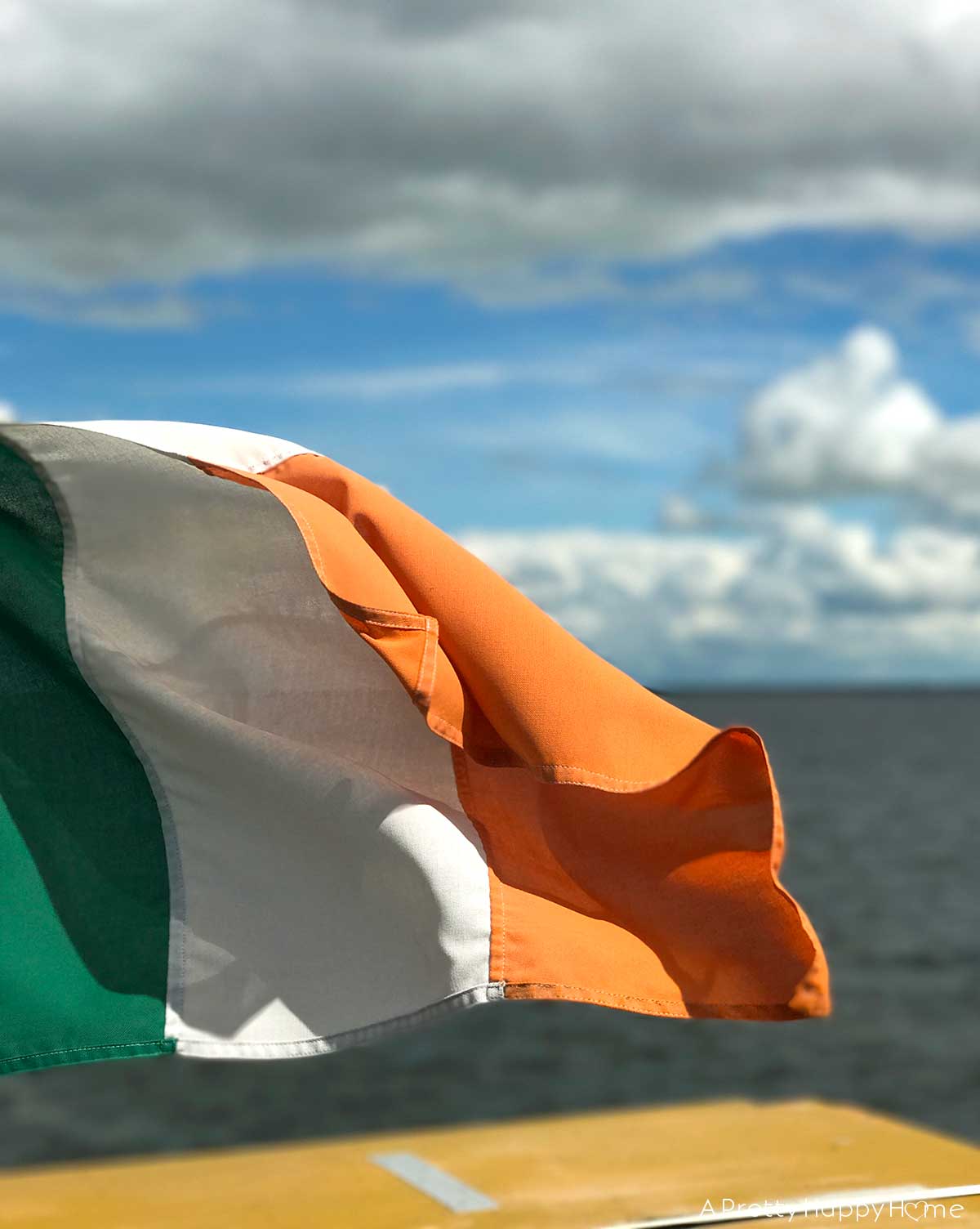 irish flag on the river corrib