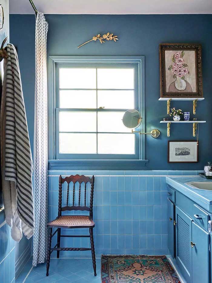 blue vintage bathroom tile photo by allison pierce via domino