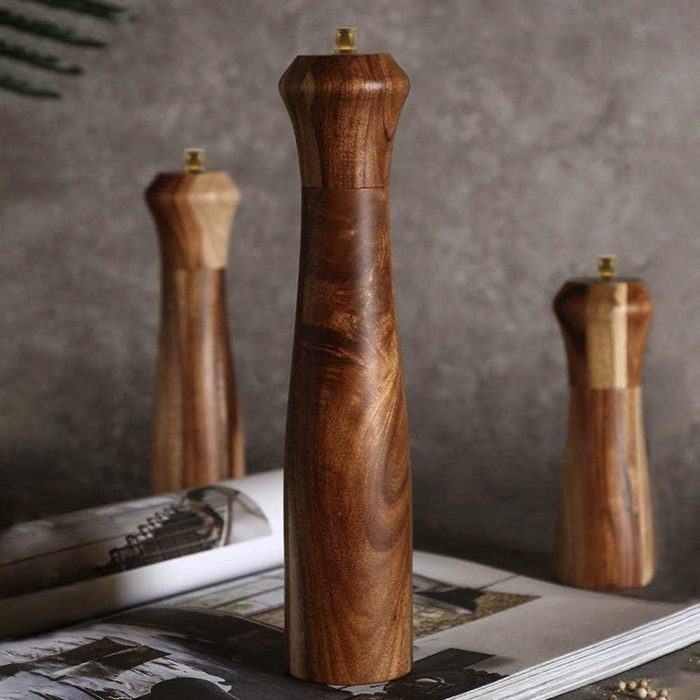 acacia wood sleek pepper mill by uniovc via amazon in praise of pretty pepper mills