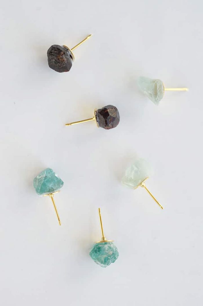 DIy raw stone earrings tutorial by Alice and Lois on the happy list