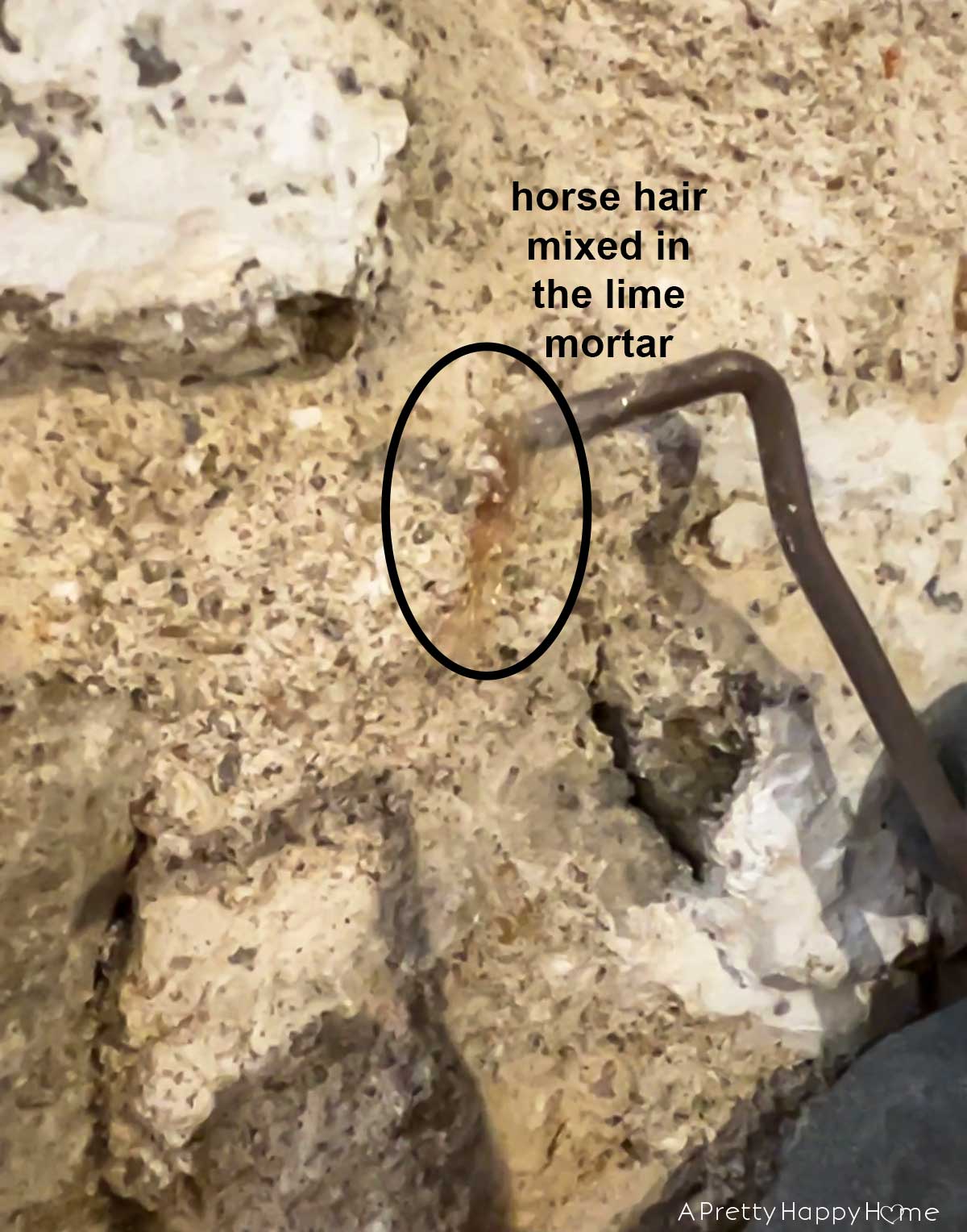 6 Things We Found Inside Our Stone Walls stone foundation being repointed inside a basement horse hair