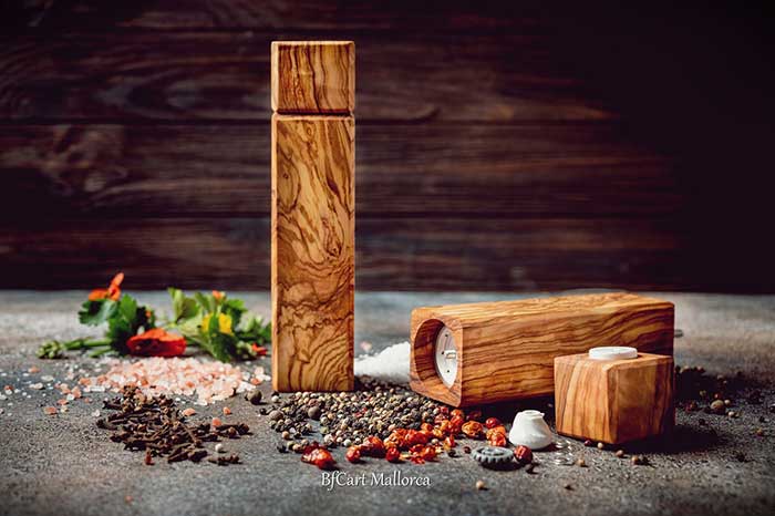 rectangular pepper mill made from olive wood from etsy shop BfCartMallorca in praise of pretty pepper mills