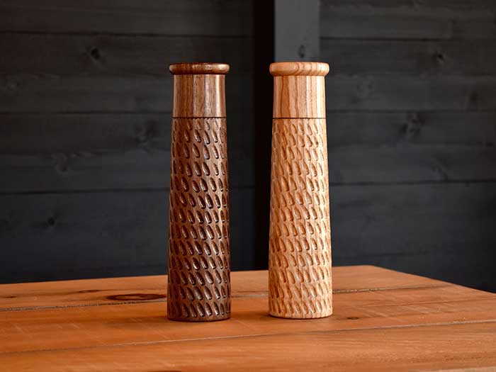 black walnut and ash salt and pepper mill from etsy shop artseno made in canada in praise of pretty pepper mills