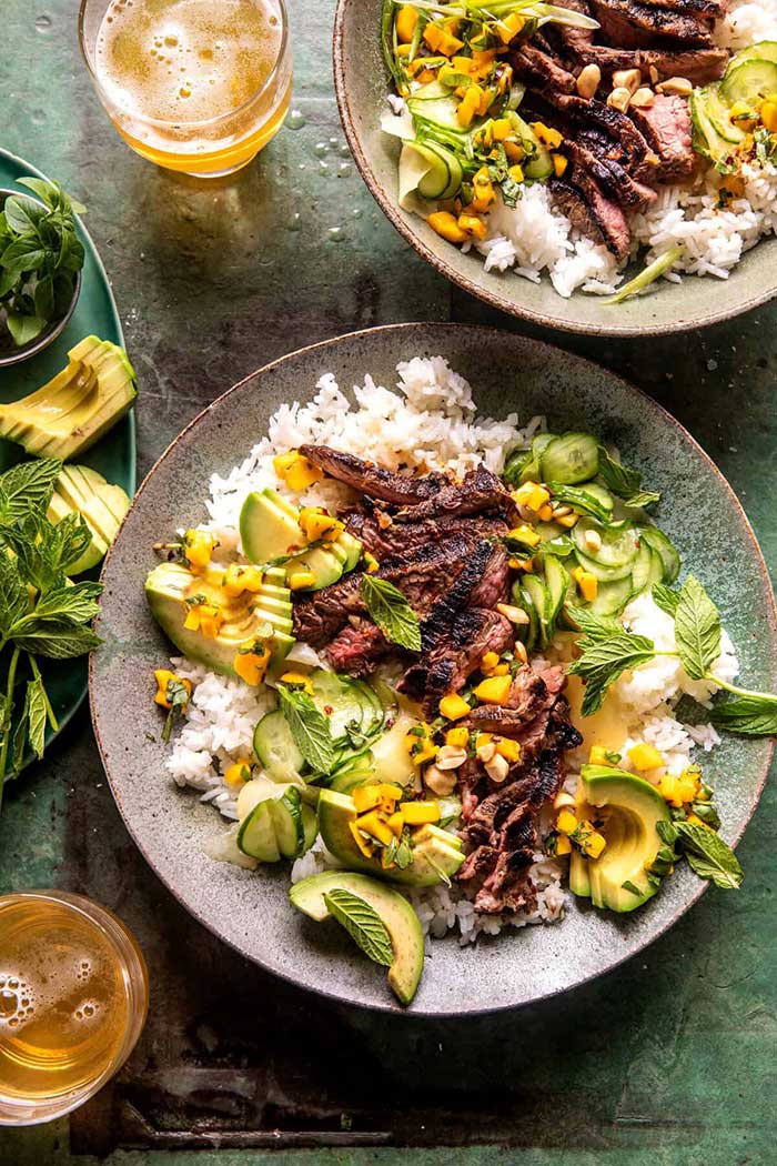 25 minute ginger steak cucumber bowl recipe from half baked harvest on the happy list