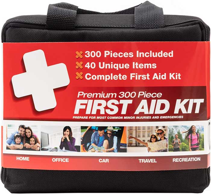 first aid kit for packing in car or going camping from amazon on the happy list