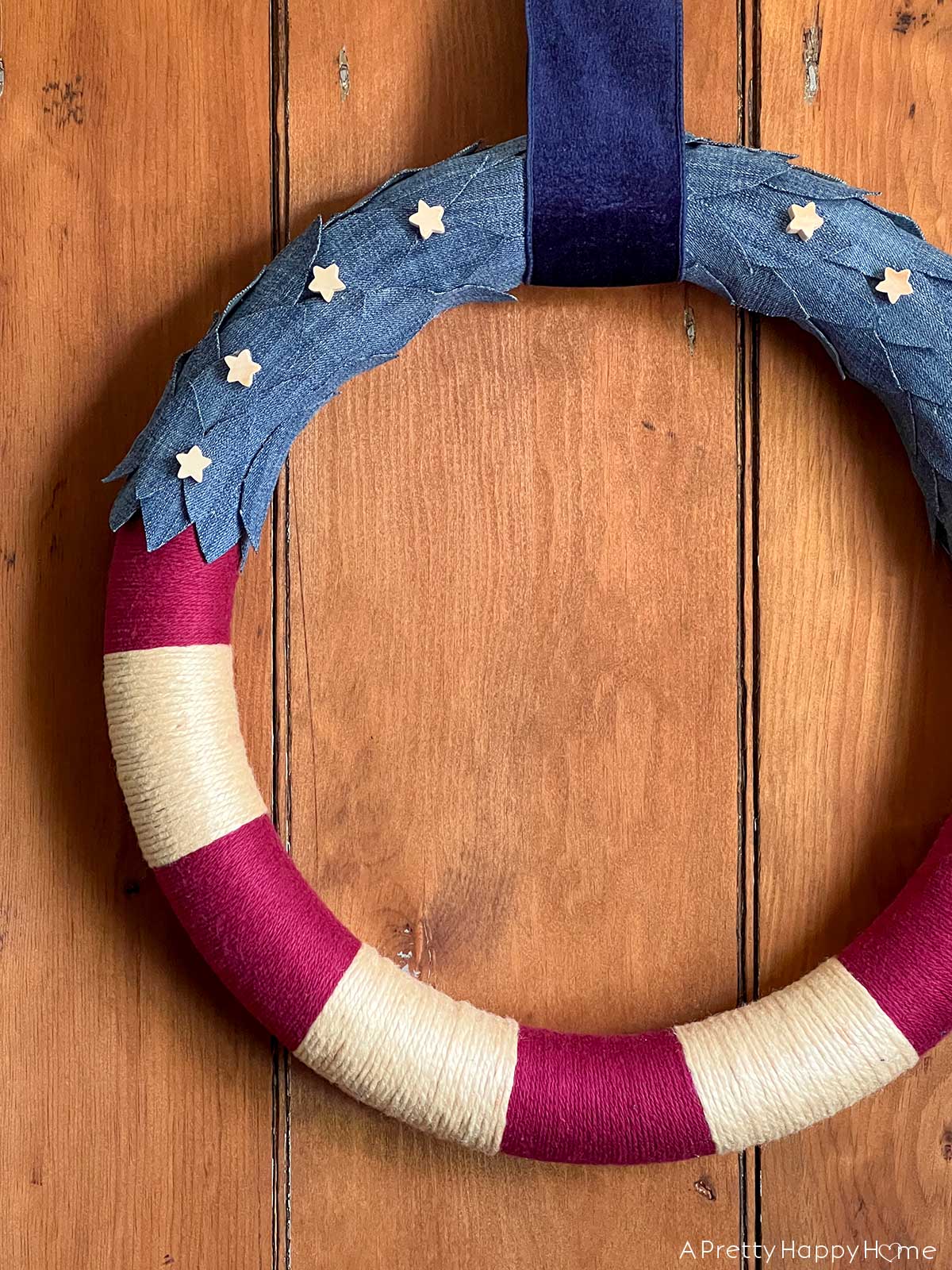 denim and yarn 4th of july wreath patriotic wreath ideas diy 4th of july wreath