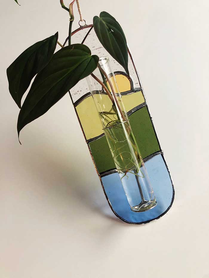 stained glass plant propagator from etsy store monarchtradingco