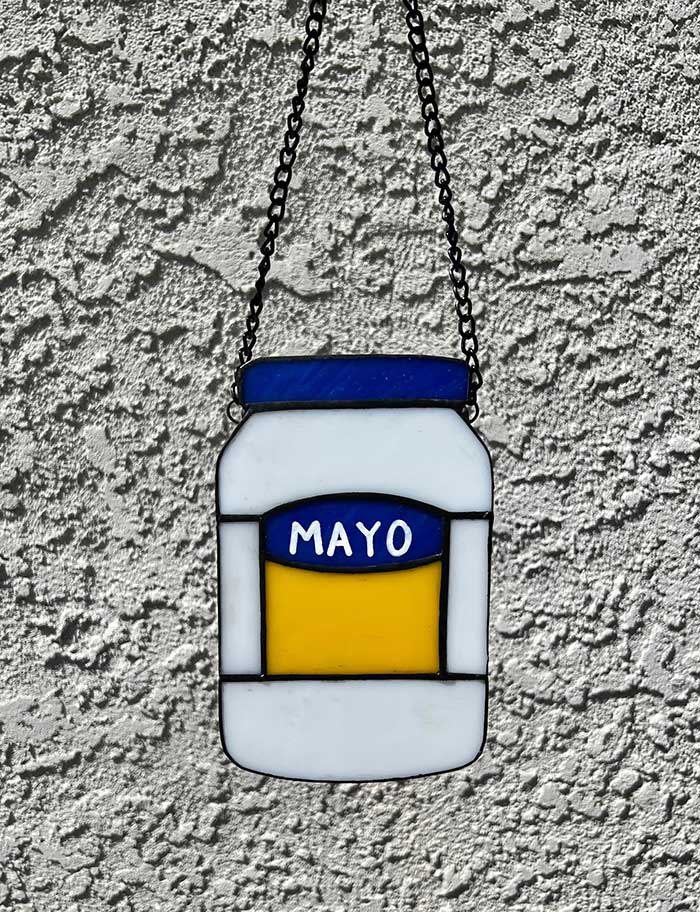 stained glass jar of mayo by etsy store LoRunCreations