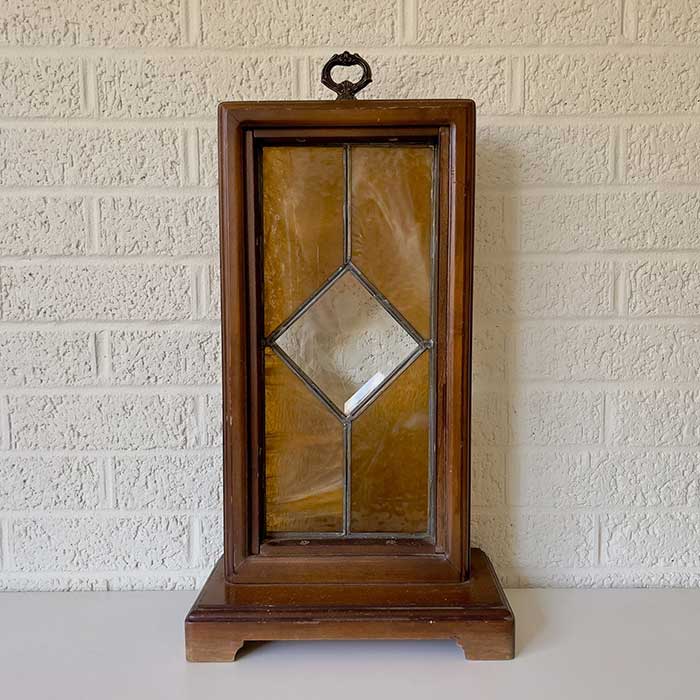 stained glass tabletop with wood base from etsy shop archipel32