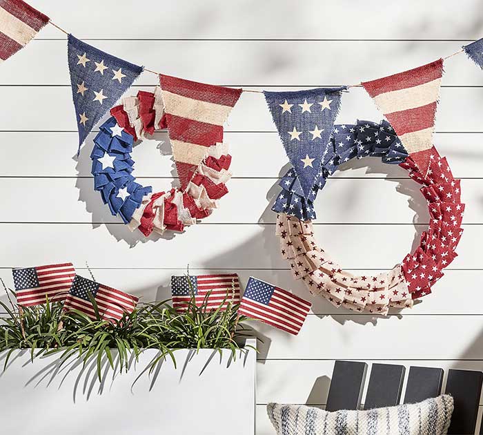 liberty handcrafted burlap wreath from pottery barn on the happy list