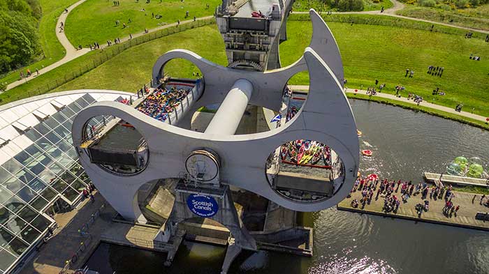 falkirk wheel from scottish canals on the happy list