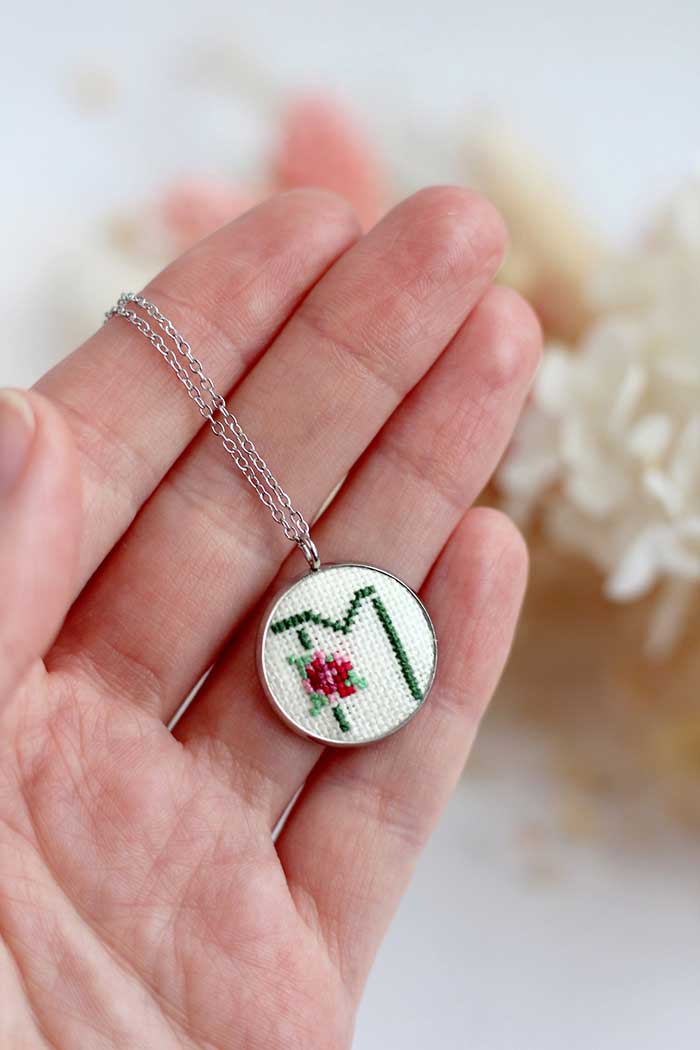 embroidered initial necklace from nz embroidery embassy via etsy