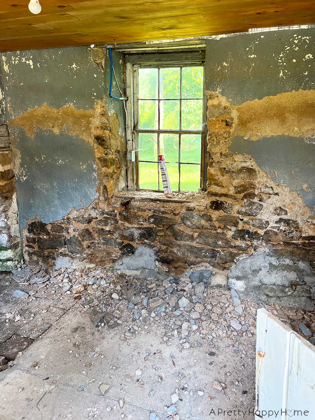 Plan To Convert A 250-Year-Old Carriage House Into A Gym lime mortar walls that are being repointed