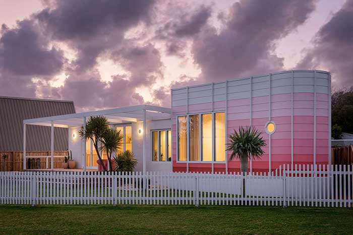 colorful sunset striped beach shack in middleton australia photo by david sievers for dwell on the happy list