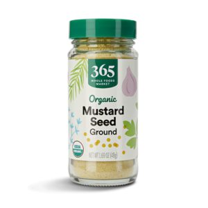 365 brand ground organic mustard seed via amazon on the happy list