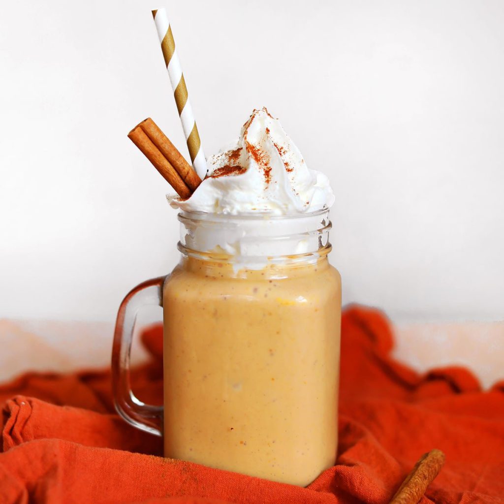 pumpkin pie smoothie recipe from a beautiful mess on the happy list