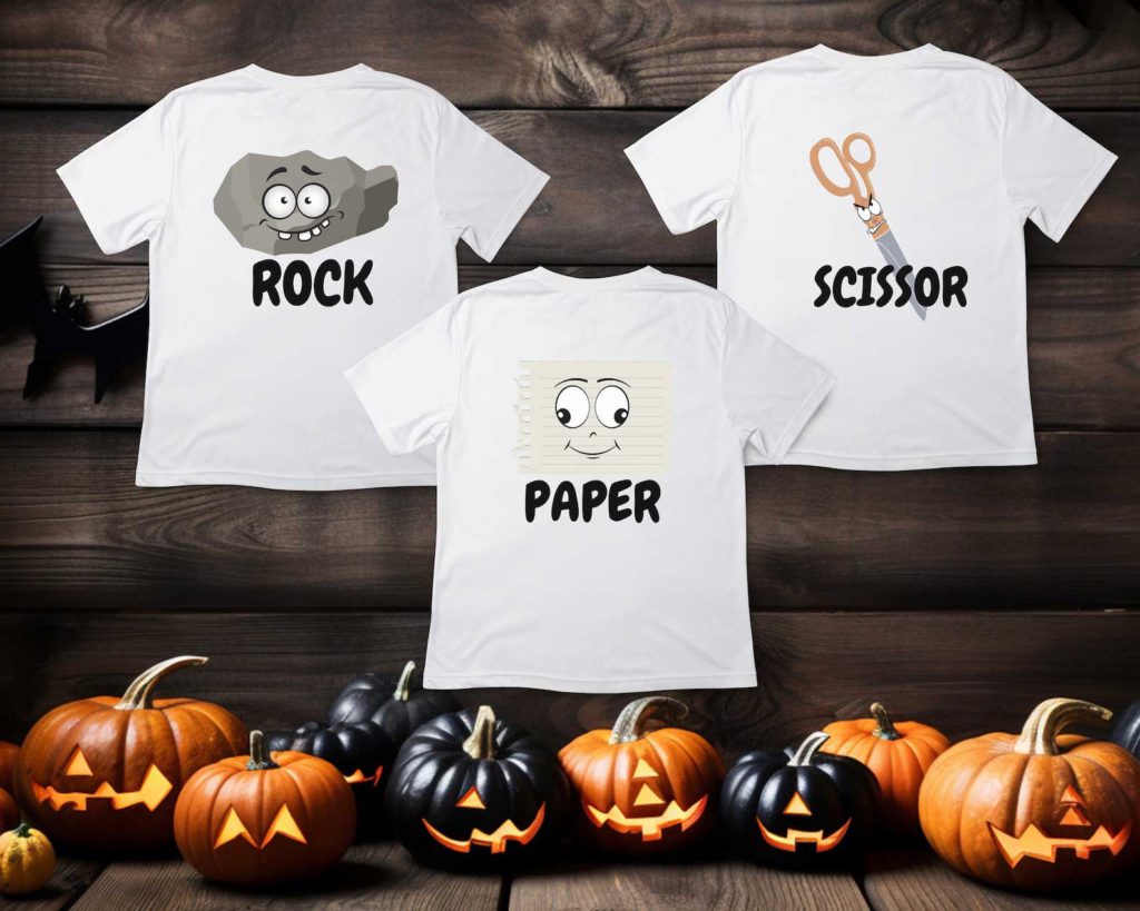 rock paper scissor group halloween shirt from etsy shop prettyroughedgesco