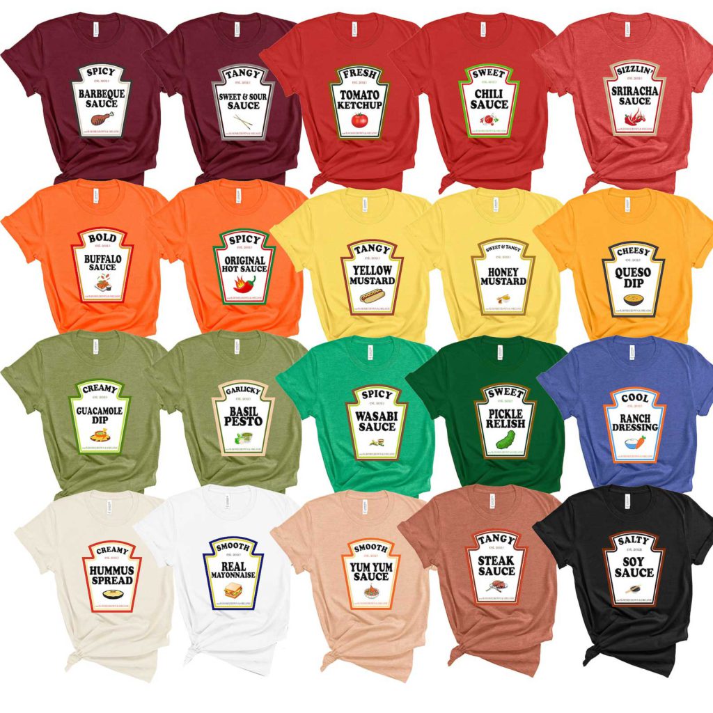 condiment group halloween shirts from etsy shop mapleandhen