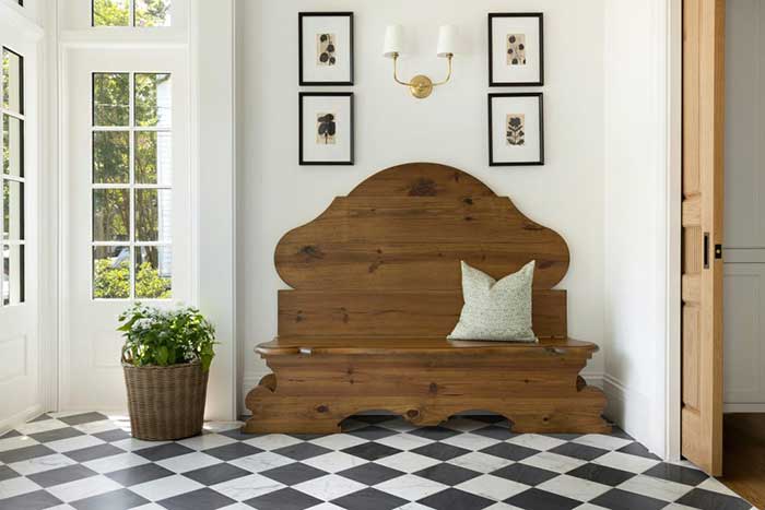 bria hammel interiors Bennett st custom wood bench on the happy list