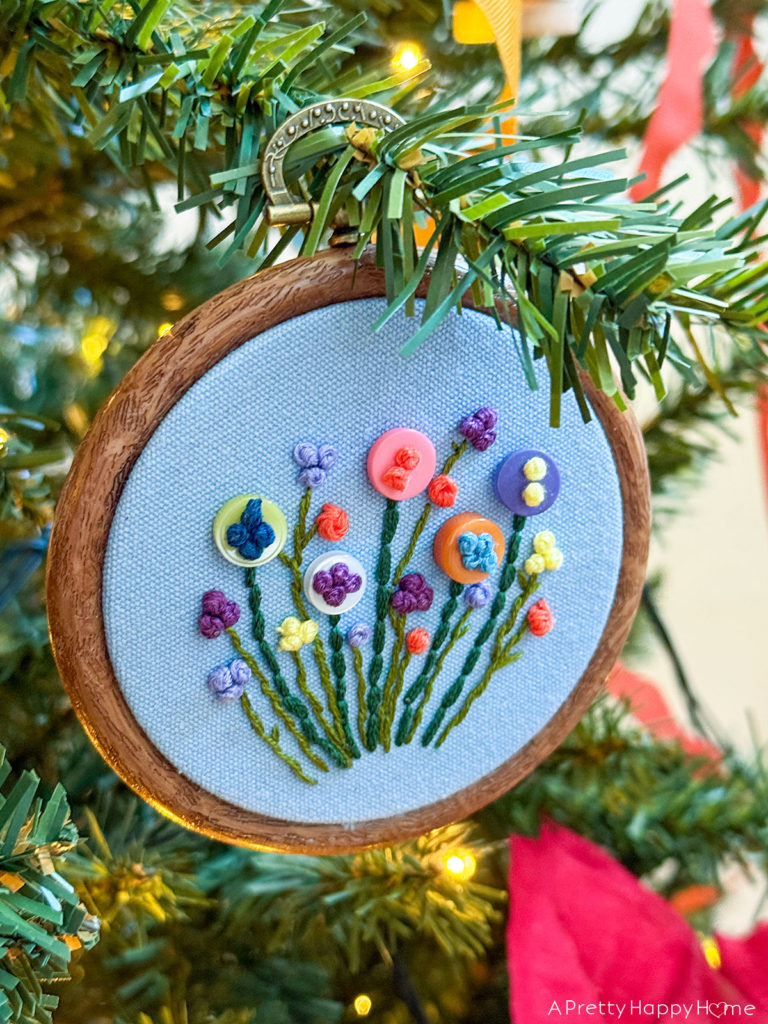 Embroidered Flower Christmas Ornaments