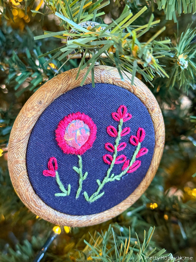 Embroidered Flower Christmas Ornaments