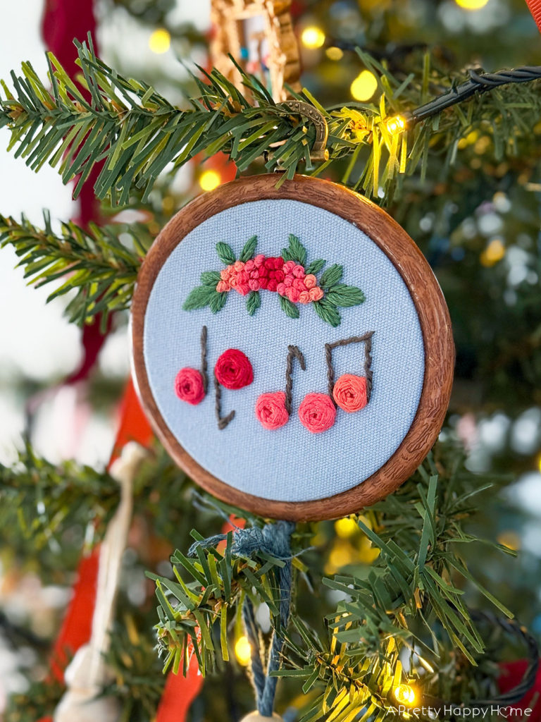 Embroidered Flower Christmas Ornaments