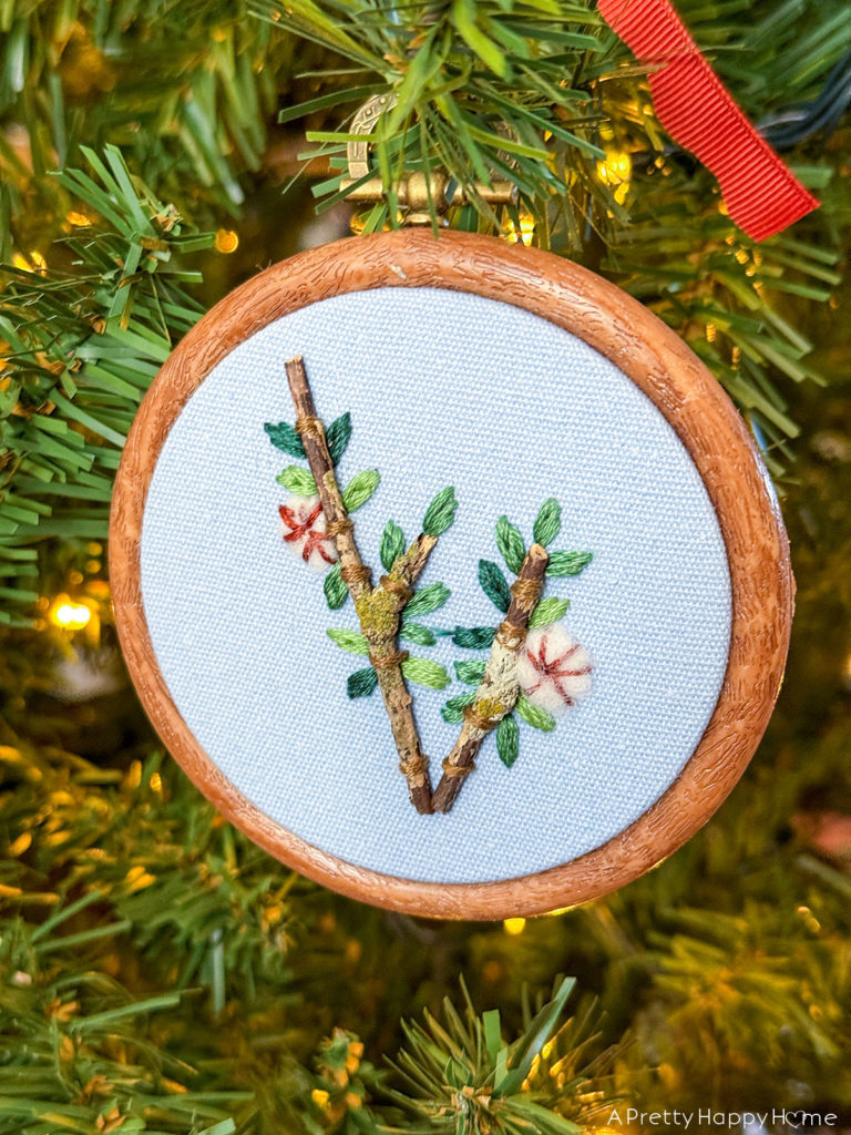 Embroidered Flower Christmas Ornaments