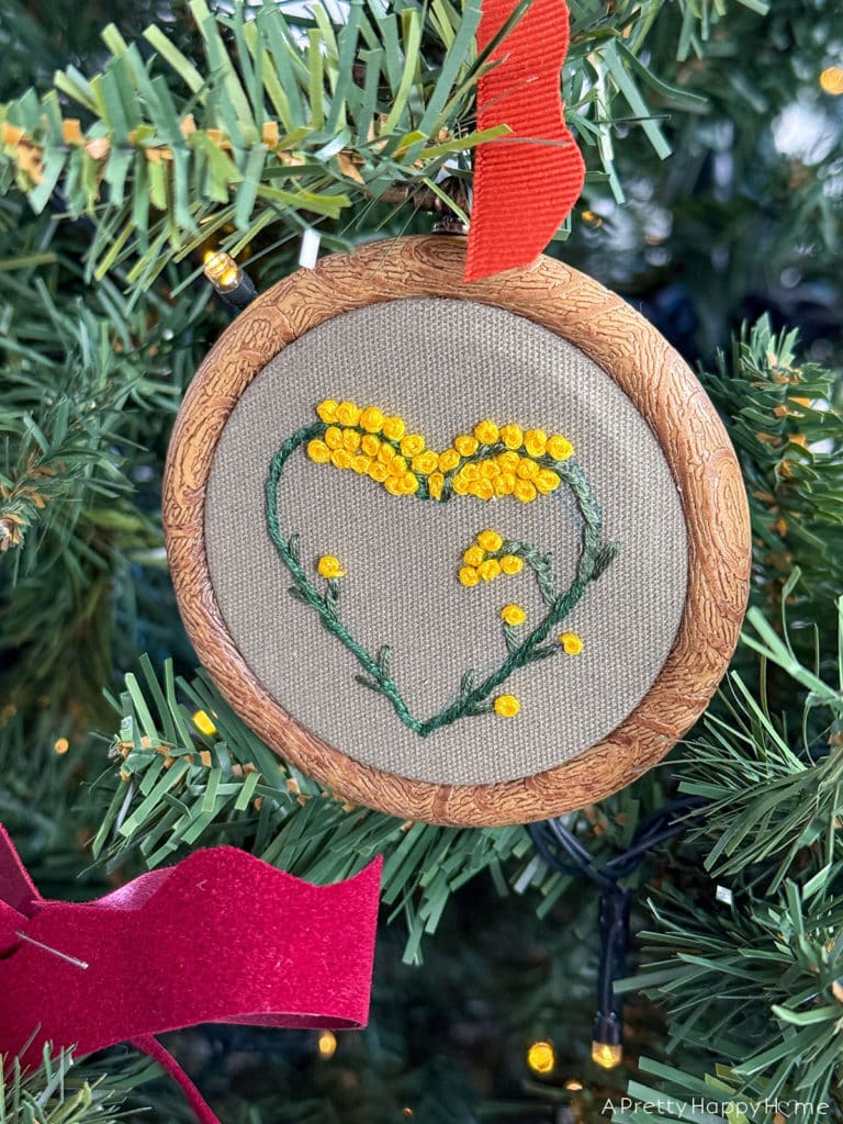 Embroidered Flower Christmas Ornaments