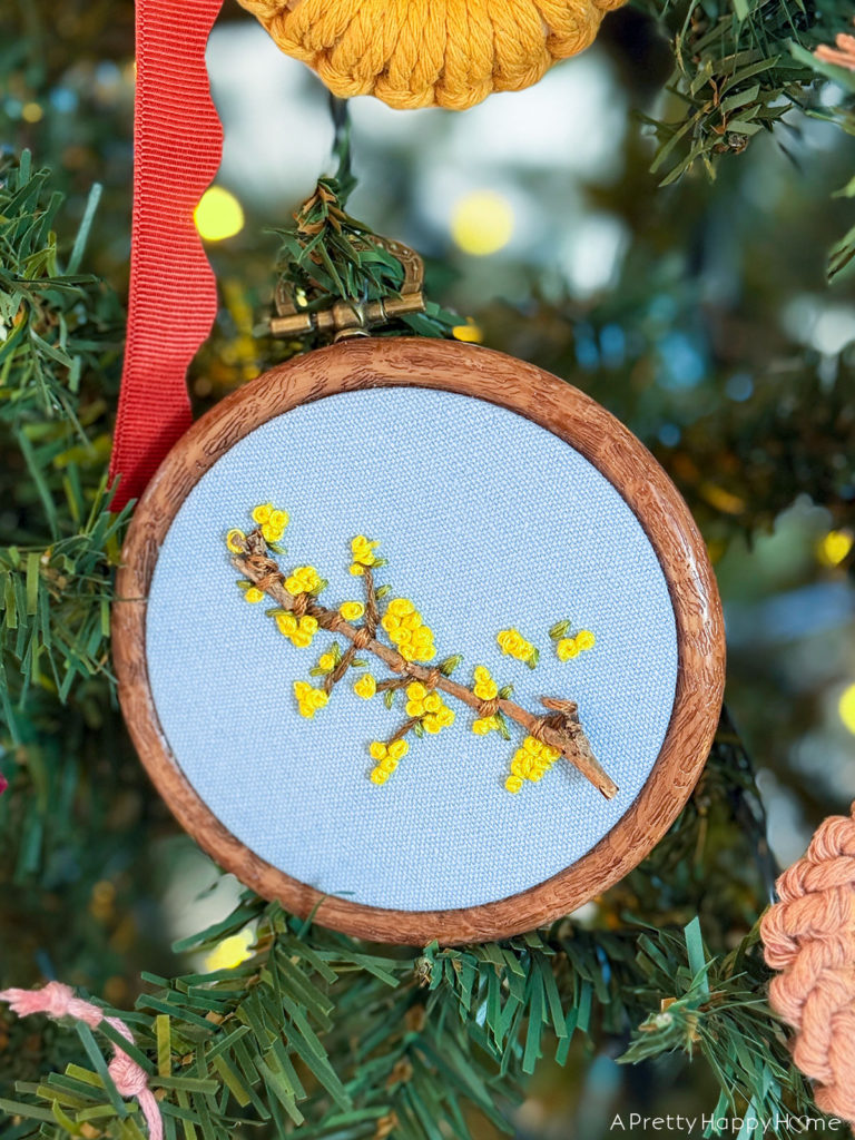 Embroidered Flower Christmas Ornaments