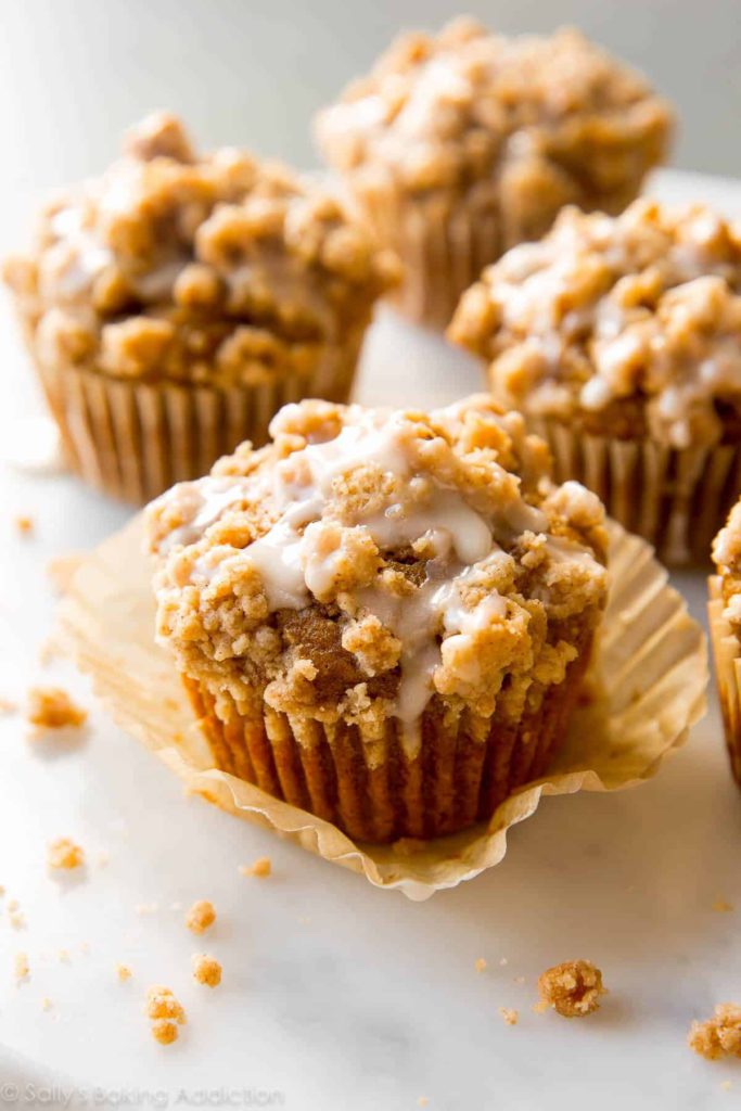 pumpkin crumb cake muffins from sallys baking addiction on the happy list