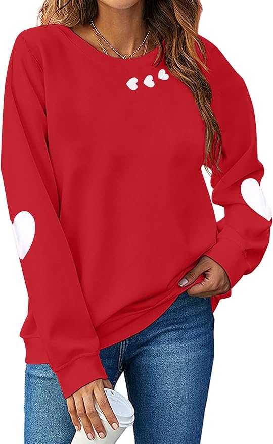 valentine's day sweatshirt with heart elbow patches via amazon on the happy list