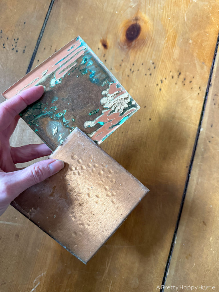 copper wall tiles made by Vikon Tile hidden behind drywall in a new jersey house