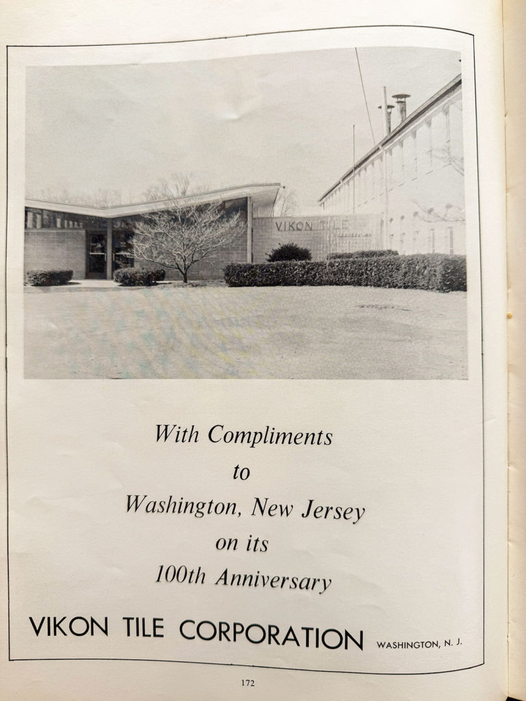 Vikon tile factory washington new jersey in 1968 take from the washington new jersey centennial history and program 1868 to 1968