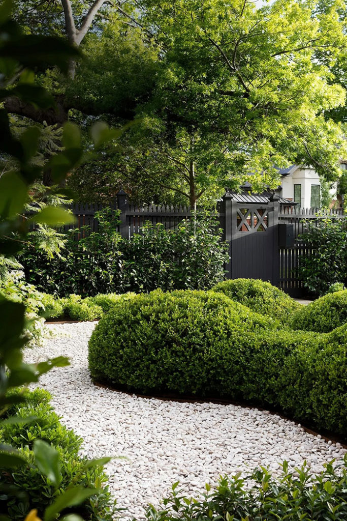 black garden gate photographed by martina gemmola for homes to love australia on the happy list