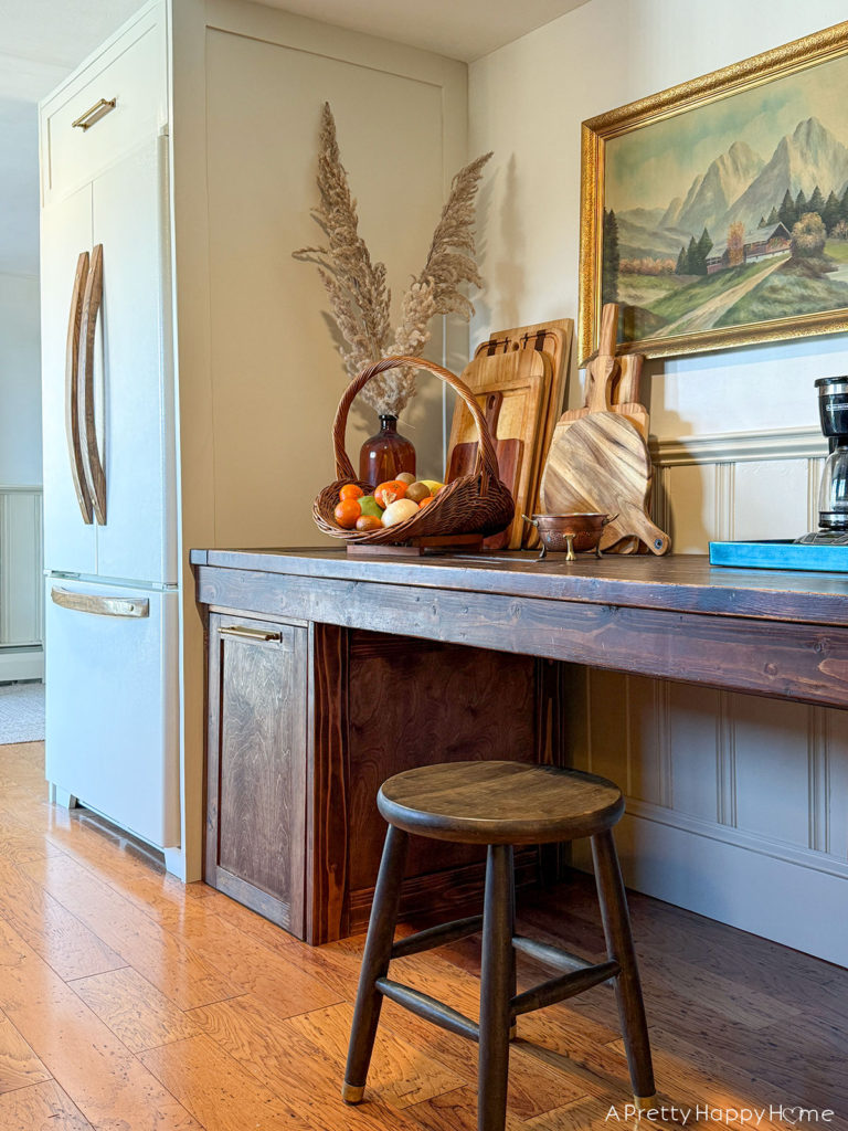 DIY under a table pull out trash cabinet rustic farmhouse kitchen partially unfitted kitchen