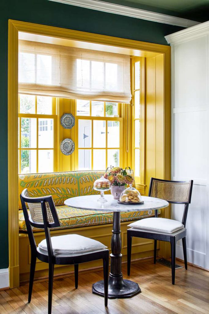 yellow breakfast nook photo by stacy zarin goldberg via martha stewart on the happy list