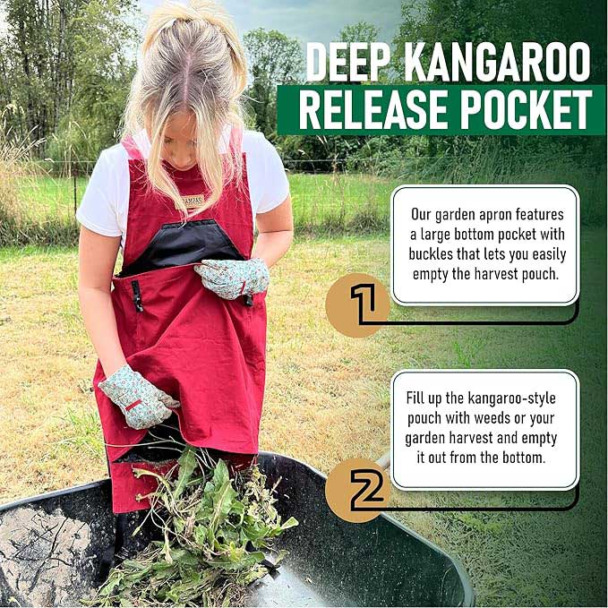 grampas garden apron kangaroo pouch for weeds via amazon on the happy list