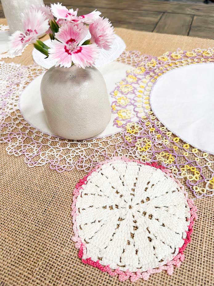 vintage doily table runner by my uncommon slice of suburbia on the happy list