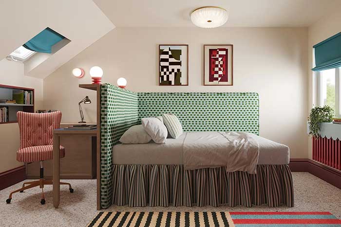 desk behind bed idea via domino by Natasha Lyon/Appreciation Project
