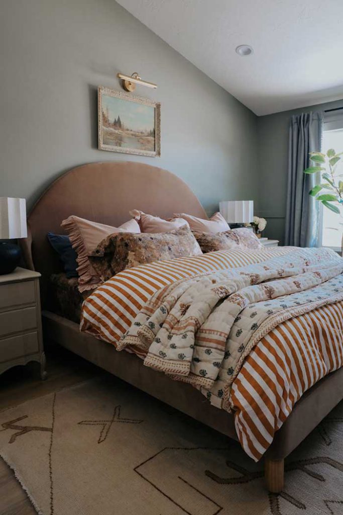photo nesting with grace bedroom with mix of patterned bedding on the happy list