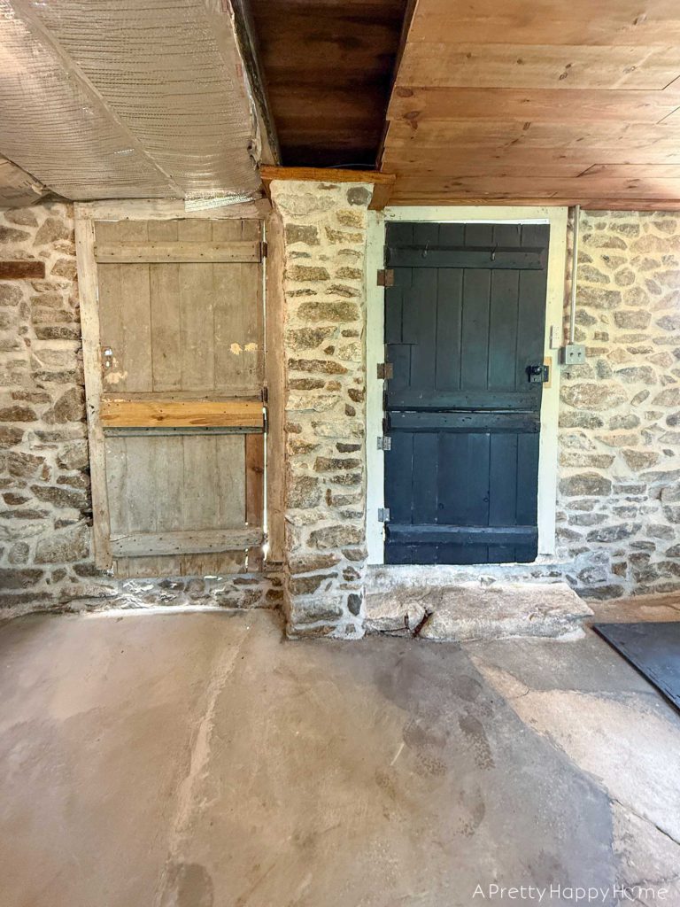 Stone Carriage House Gym: Part 9, The Ceiling rustic tongue and groove planked ceiling in a stone building
