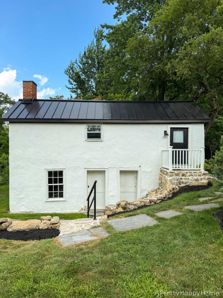 DIY fieldstone stairs building fieldstone stairs outdoors fieldstone stairs set in front of a white carriage house with black metal roof