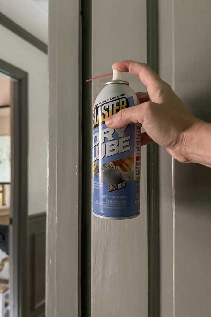 how to fix a sticking door with blaster dry lube from the blesser house on the happy list