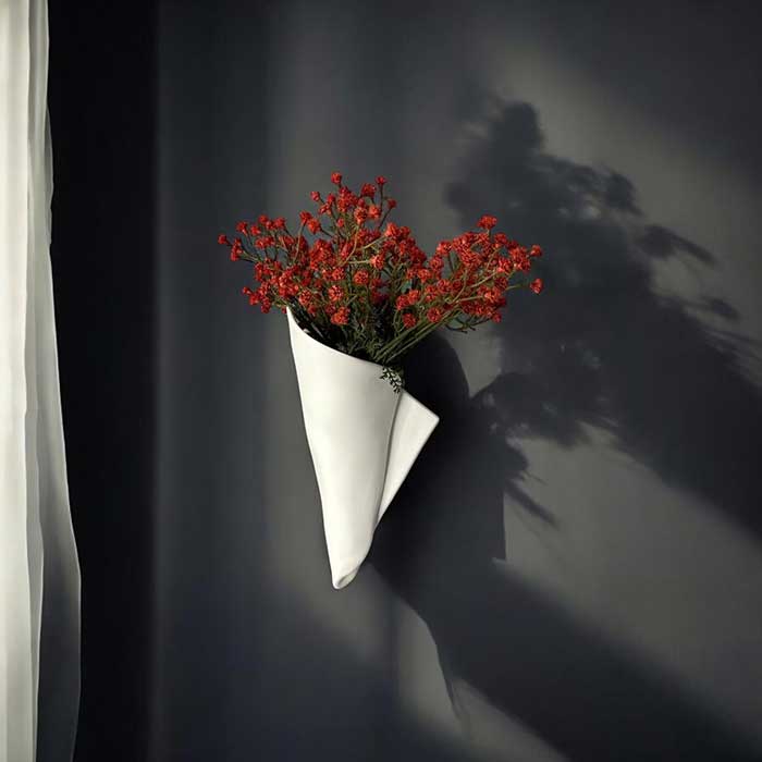 napkin shaped wall vase from etsy shop pashmation in praise of wall pockets and wall vases
