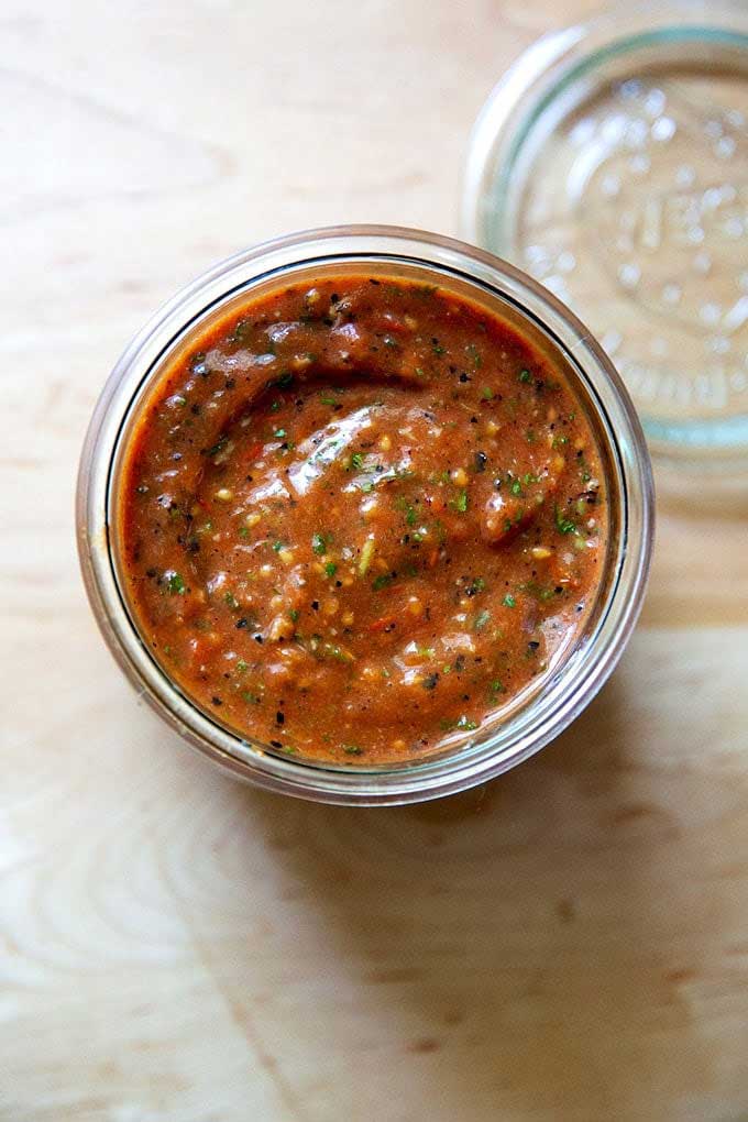 easy charred cherry tomato salsa recipe from alexandra cooks on the happy list