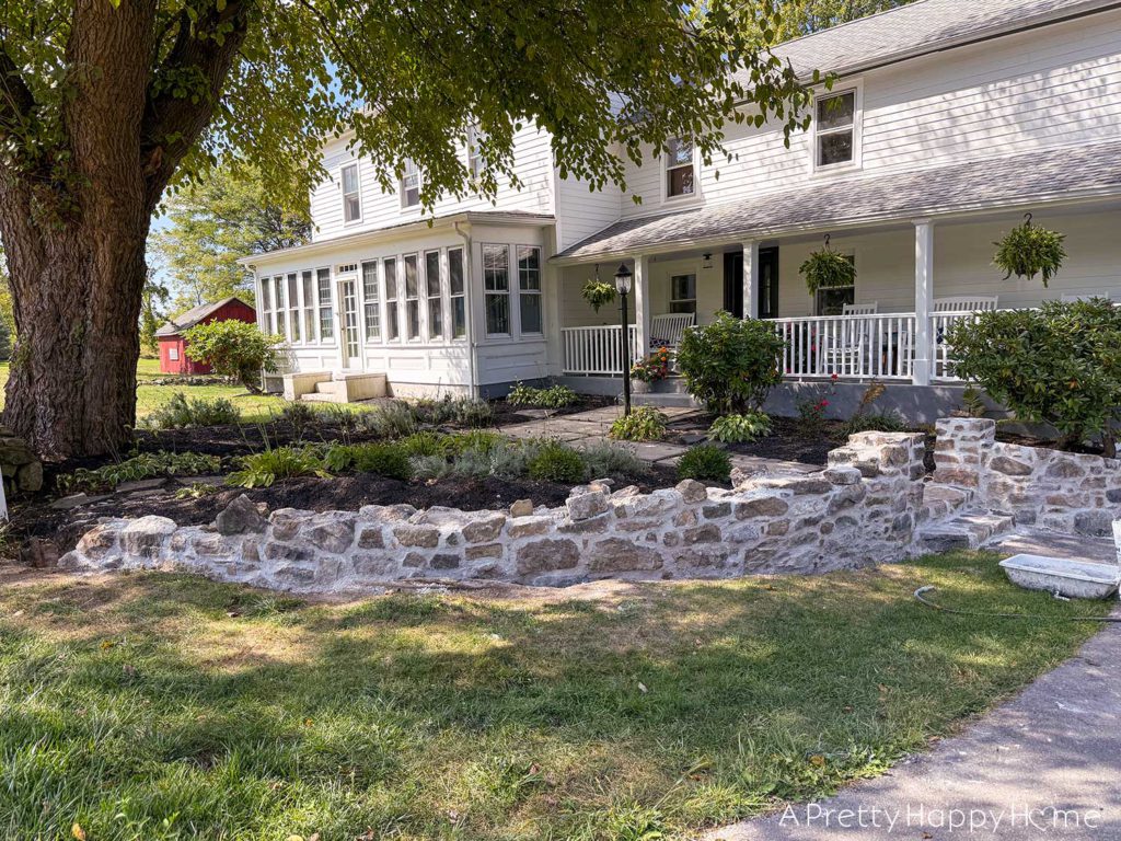 curved fieldstone wall DIY fieldstone wall consttruction historic masonry with lime mortar